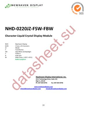 NHD-0220JZ-FSW-FBW datasheet  